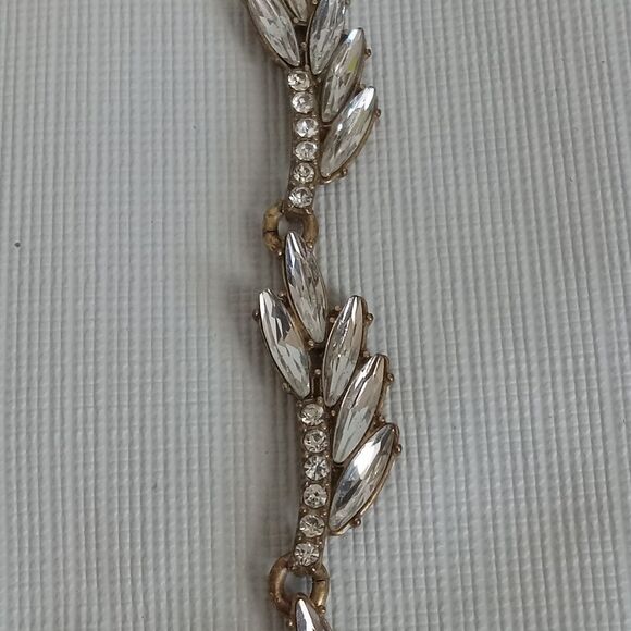 J. Crew Gold Toned Rhinestone Encrusted Metal Cable Link Choker Style Necklace - Picture 5 of 10